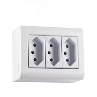 Imagem de Conjunto 3 Tomadas 10a Sobrepor Tramontina Lizflex