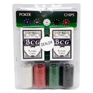 Imagem de Kit Poker Completo 100 Fichas 2 Baralhos Dealer Toalha Mesa