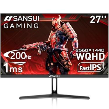 Imagem de SANSUI 27 polegadas WQHD 2560 x 1440P Gaming Monitor 180Hz/144Hz 1ms Fast IPS 2K Monitor de computador, HDMI 2,0 x2, DP 1,2 x 2, VESA Mount, 120% sRGB HDR Eye Care metal Stand -G27F2Q DP Cabo incluído