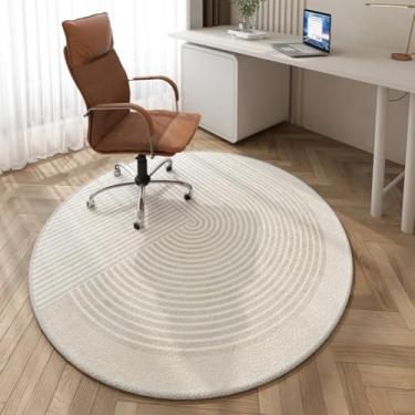 Imagem de Tapete decorativo para sala de estar, simples, listrado, para quarto, redondo, macio, lavável, grosso (100x100 cm/A)