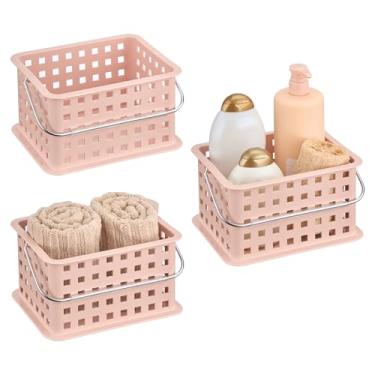 Imagem de Suporte de chuveiro portátil iDesign com alça de plástico, conjunto de 3 cestos de blush