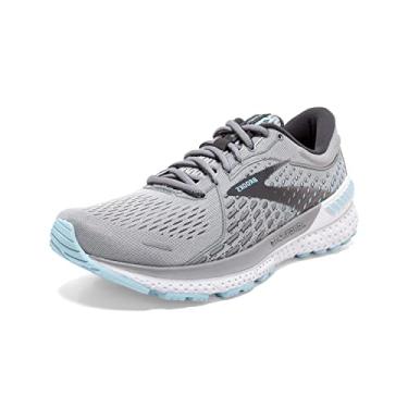 Imagem de Brooks Tênis de corrida masculino Adrenaline GTS 21, Ostra/liga metálica/azul claro, 5 X-Wide
