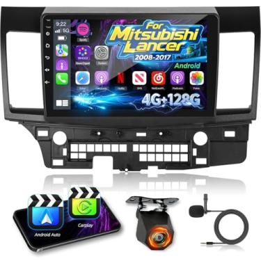 Imagem de Estéreo veicular Android 15 4+128G para Mitsubishi Lancer 2008-2017 com carplay sem fio/Android Auto - Rádio com tela sensível ao toque HD de 10 polegadas com EQ/5G WiFi/GPS/SWC, câmera de visão