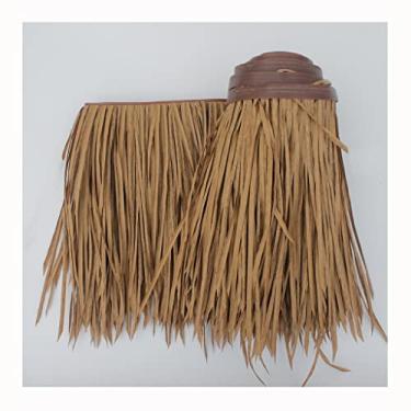 Imagem de Rolo de corredor de palha de palmeira artificial, 50 cm de largura PE Tiki Hut Bar Painéis de telhado de corredor de palha Decorações tropicais para telhados decorativos pavilhões guarda-sóis (amarelo