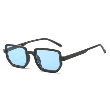 Imagem de Óculos de sol com armação gradiente, para praia, viagem, streetwear, lentes azuis, proteção UV400, óculos escuros, preto