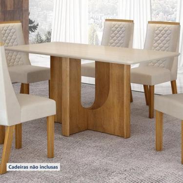 Imagem de Mesa de Jantar 4 Lugares Retangular 120cm Tampo Vidro/MDF de 2,5cm Dor