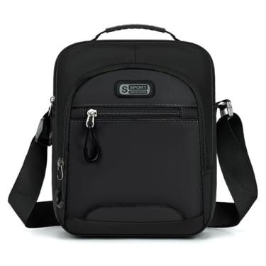 Imagem de Bolsa mensageiro masculina multifuncional elegante impermeável grande capacidade para uso diário ao ar livre alça de ombro ajustável, Preto, Medium
