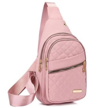 Imagem de Mochila tiracolo pequena para mulheres, bolsa de peito, bolsa tiracolo masculina, viagem, esporte, corrida, caminhada, pochete, rosa, Small to Medium, Tendência