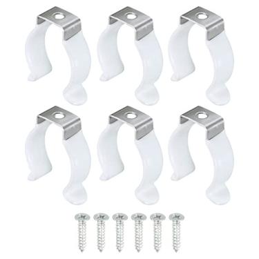 Imagem de T8 Suporte de clipes U para suporte de montagem de lâmpada de LED, suporte de tubo fluorescente de aço inoxidável espesso com parafusos, pacote com 6