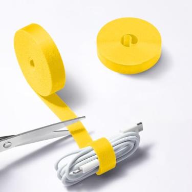 Imagem de 5 metros x 0,6 polegadas abraçadeiras reutilizáveis correias ajustáveis fitas de gerenciamento de cabos correias de organização de cabos para casa, escritório, agrupamento de fios