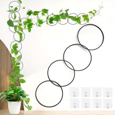 Imagem de Treliça de corrente para trepadeiras, treliça de parede de jardim e suporte de videira com 8 ganchos e 50 laços de zíper - círculo 18