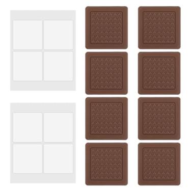 Imagem de 8un Almofadas Estabilizadoras Antiderrapantes para Tábuas Corte, Almofadas Quadradas de Silicone Autoadesivas Móveis Almofada Estabilizadoras Redutoras Ruído para Tábuas Corte Móveis(Marrom)