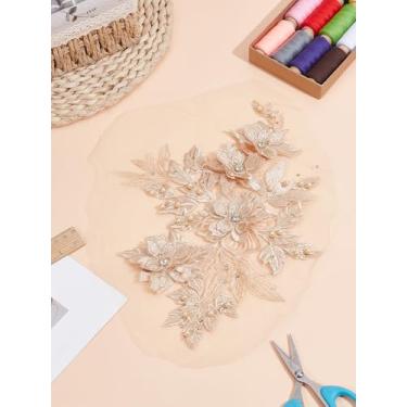 Imagem de 1 peça de apliques de renda bordados de poliéster com flores, PeachPuff costurar/passar a ferro, acessórios para roupas, mochilas, chapéu, jeans, acessórios DIY, 300 x 220 x 7 mm