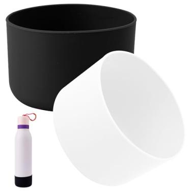 Imagem de Bota de silicone para Owala, 6,95 polegadas de diâmetro, capa protetora inferior antiderrapante, acessórios para garrafa de água compatíveis com Owala 680 g (preto, branco)