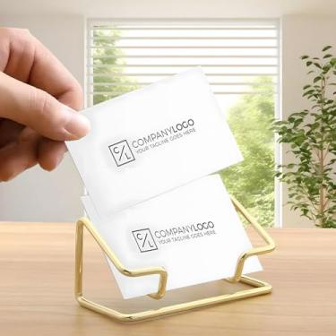 Imagem de Porta-cartões de visita para acessórios de mesa, decoração de escritório, organizador de cartões de visita de metal fofo para homens e mulheres (ouro)