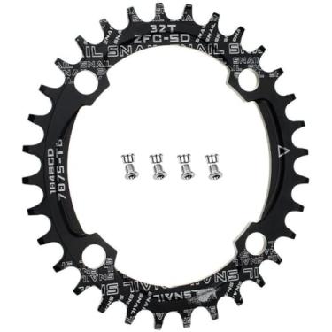 Imagem de CYSKY Anel de corrente estreito amplo oval 104BCD 32T 34T 36T Anel de corrente de velocidade única perfeito para a maioria das bicicletas bicicleta de bicicleta Mountain Bike BMX MTB Fixie Track Fixed-Gear Bicycle (preto), 32T, 32T