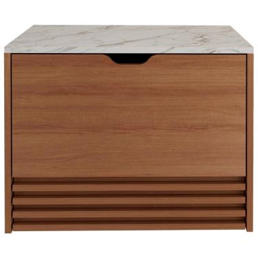 Imagem de Balcao Gabinete 1 Gaveta Ripada Bn3613 Amendoa Marmore Branco Tecno Mobili Amendoa Marmore Branco