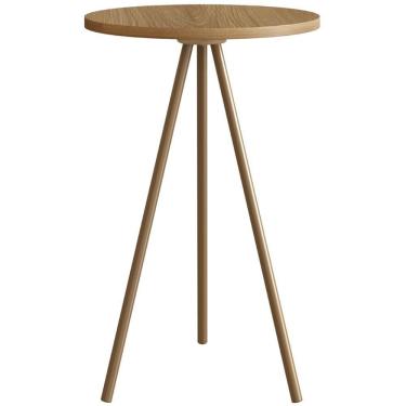 Imagem de Mesa Lateral Redonda Artesano 53,5 Cm (altura) Em Mdp Hanover Estrutura Metálica Em Aço Dourado