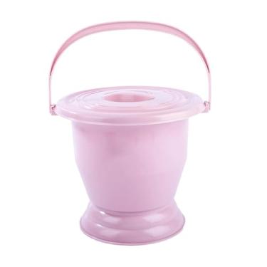 Imagem de oshhni Mictório portátil com tampa, cuspidor, vaso sanitário antiderrapante, balde de mictório de cabeceira para quarto de crianças, Rosa