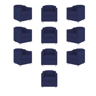 Imagem de Kit 10 Poltronas Decorativa Reforçada Consultório Sala Suede azul Marinho