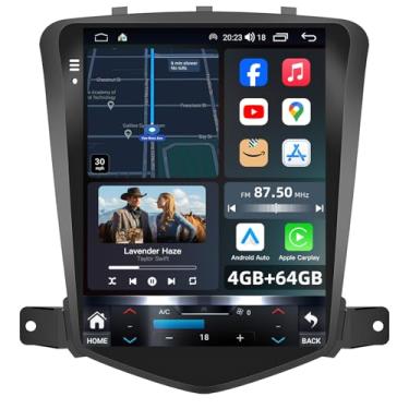 Imagem de Rádio veicular 8core para Chevrolet Chevy Cruze 2009-2015: 10,4 polegadas para tela sensível ao toque estilo Tesla Android 13 1080p câmera SWC FM DSP sem fio Carplay Andriod Auto 5GWiFi Bluetooth5.0