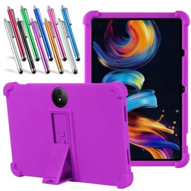 Imagem de elitegadget Capa para tablet WXUNJA C5 11 polegadas/TUOHAITIME C5/COLORROOM C5/JIKOCXN C5/aiprotablet C5 11 lnch Android Tablet - Capa de silicone leve com suporte com 1 caneta stylus aleatória (roxa)