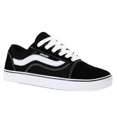 Imagem de Tenis Feminino Cano Baixo Skate Academia Unissex Leve Confortável Old School Clássico (PRETO BRANCO, BR, Adulto, Numérico, 42)