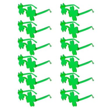 Imagem de AMCAMI 12 pares de óculos de sol em forma de coração para mulheres, óculos coloridos em forma de coração, lembrancinhas de despedida de solteira, Trevo verde de quatro folhas, M