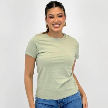 Imagem de Camiseta Doce Trama T-shirt Básica Manga Curta Feminina-Feminino