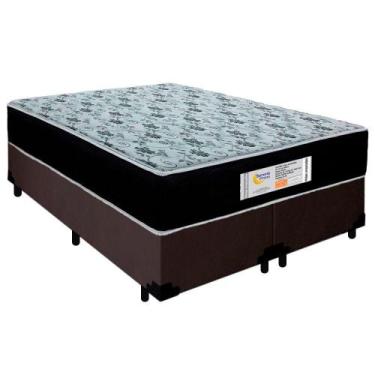 Imagem de Cama Box Queen Bipartido Suede + Colchão Molas Ensacadas Sereneprime S
