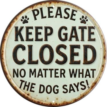 Imagem de Placa de latão redonda vintage retrô metal Keep Gate Closed Sinais para decoração de casa Placas de arte de parede elegantes presente para casa de banho cozinha e decoração de parede gótica em todos