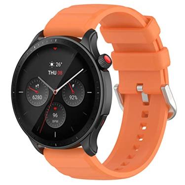 Imagem de Pulseira esportiva de 22 mm compatível com Amazfit GTR4 pulseira de silicone macio de substituição para mulheres e homens (laranja)