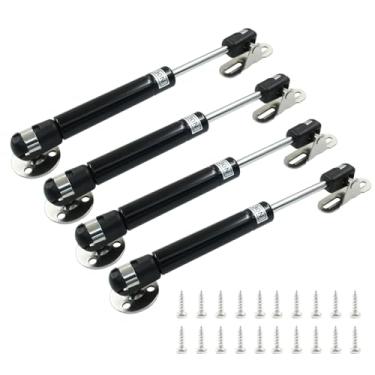 Imagem de Augiimor Suporte de tampa de amortecedor a gás 30N/3.0 kg, escoras a gás de 15 cm, molas a gás, amortecedores de gabinete, dobradiça de tampa para caixa de brinquedos de gabinete, pacote com 4, preto