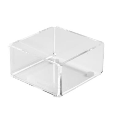 Imagem de Russell+Hazel Bloco de acrílico fino 3x3, organizador de gaveta pequeno transparente para material de escritório, clipes de papel, laços de cabelo, pincéis de maquiagem e ferramentas de arte, caixa de