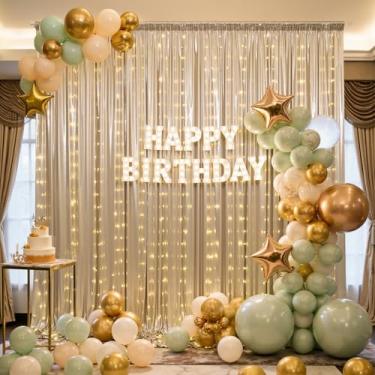 Imagem de Cortina de fundo de lantejoulas champanhe 25,4 x 25,4 cm, com luzes, sem rugas, para festas de casamento, eventos e decoração de Halloween, 2 painéis, 1,5 x 3 m, fundo de cabine de fotos brilhante