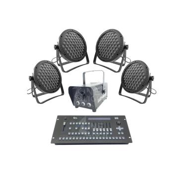 Imagem de Kit 4 Par Led Slim 60 Led 3W+Máq Fumaça 600W+Mesa Pilot