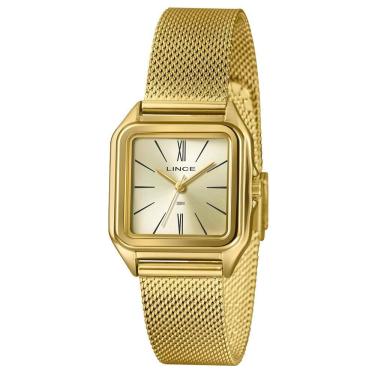 Imagem de Relógio Lince Feminino Ref: Lqgm057l30 C3kx Retangular Mesh Dourado