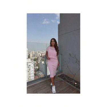 Imagem de Vestido Midi Feminino Elegante Verão Tricot Premium Casual Blogueira P