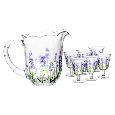 Imagem de Conjunto de Jarra com 6 Taças de Cristal Lavanda 1,3 L / 240 ml Lyor
