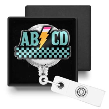 Imagem de Lindo porta-crachá retrátil com clipe jacaré, porta-crachá retrátil com clipe jacaré, presentes para futuros professores assistentes de ensino, ABCD