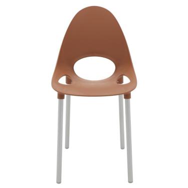 Imagem de Cadeira Tramontina Elisa Em Polipropileno Terracota Com Pernas De Alumínio Anodizado