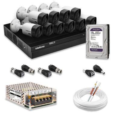 Imagem de Kit 10 Câmeras De Segurança Intelbras Full Hd 1080p Com Dvr Mhdx 1216 1080p Com Hd 1tb Purple