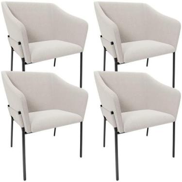 Imagem de Kit 4 Cadeiras Para Sala De Jantar Estar Living Olívia L02 Bouclê Cru 