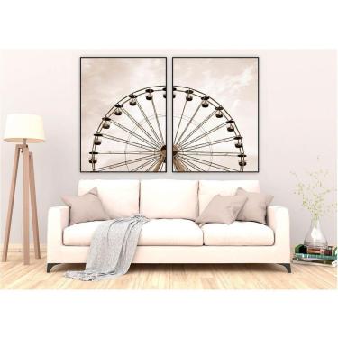 Imagem de Kit Com 2 Quadros Decorativos Cidades Com Moldura Para Sala Quarto Escritório 62x82 Cidades 009