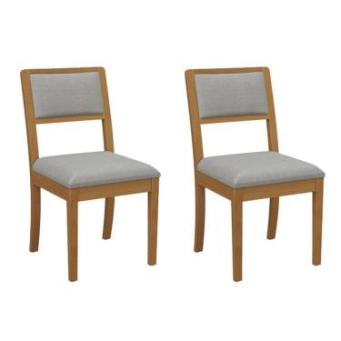 Imagem de Kit 2 Cadeiras De Cozinha Alice 2cmm003ca Premium Madeira Maciça 2 Un Carvalho-linho Cinza - Kappesberg