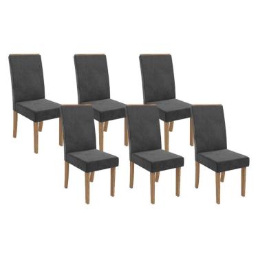 Imagem de Kit 6 Cadeiras Sala Jantar 2cad142ng 6 Un Nogueira Suede Cinza Titanio A050