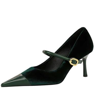Imagem de Sapatos de salto alto baobeijiadao femininos Slip On Stiletto Green