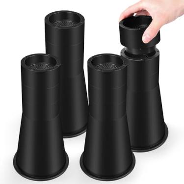 Imagem de MCXYEM Elevador de cama ajustável para cama e móveis - Suporte de elevação antiderrapante resistente de 16/7,8/10/12 polegadas para camas/sofás/sofás, design redondo durável com espaço de