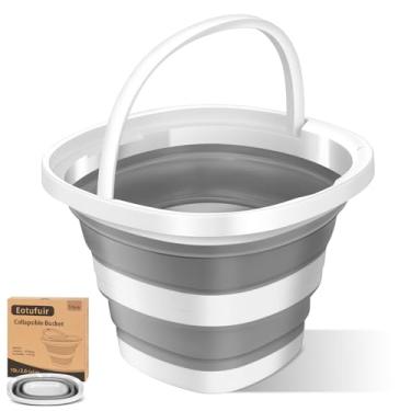 Imagem de Eotufuir 1 balde dobrável de 10 litros - balde dobrável para acampamento, lavagem de carro, jardinagem, limpeza e uso ao ar livre | Design portátil que economiza espaço com alça, fácil de carregar e