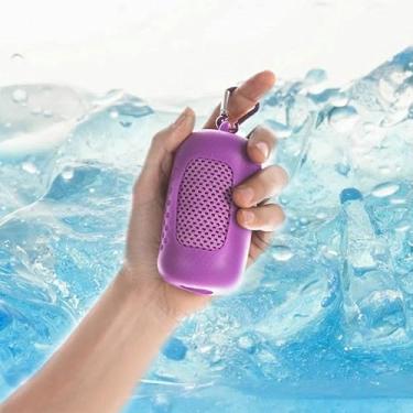 Imagem de LINGBI DAMI Toalha de resfriamento de capa de silicone portátil roxa (89 cm x 30 cm), uma toalha de microfibra macia e respirável adequada para ioga, exercícios, corrida, academia, treino e mais